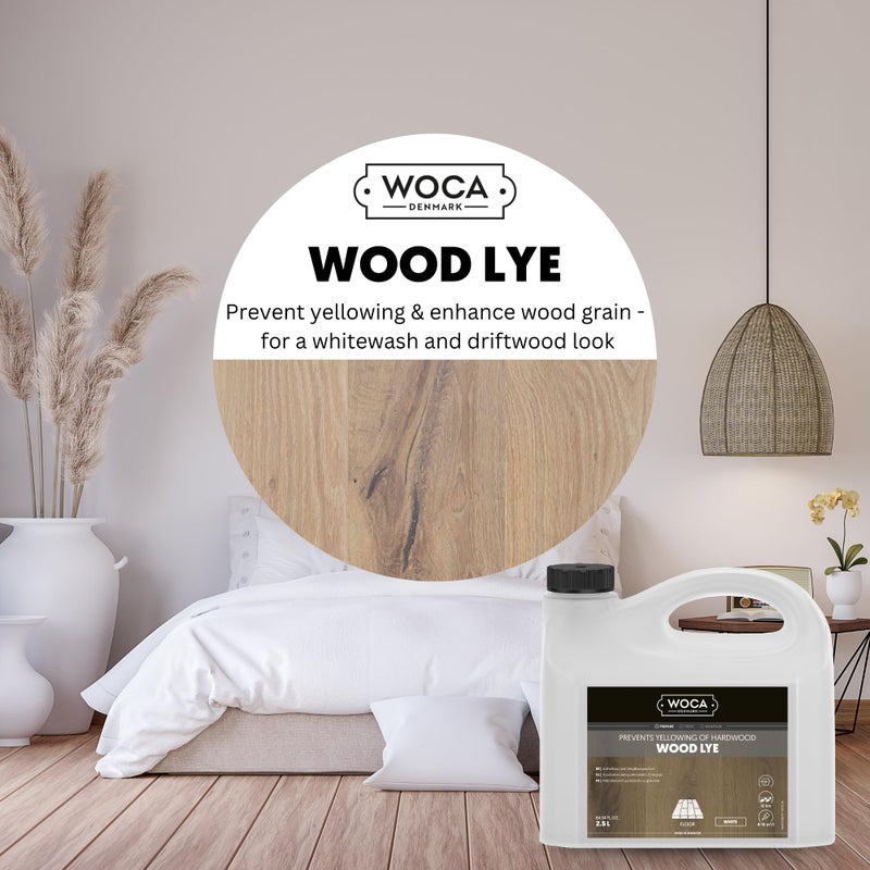 WOCA Denmark Wood Lye â€“ Scandinavian Light Wood Stain for Whitewashing & Driftwood Effect â€“ White, 2.5L â€“ Reduces Yellowing on Indoor Wood - Image 4